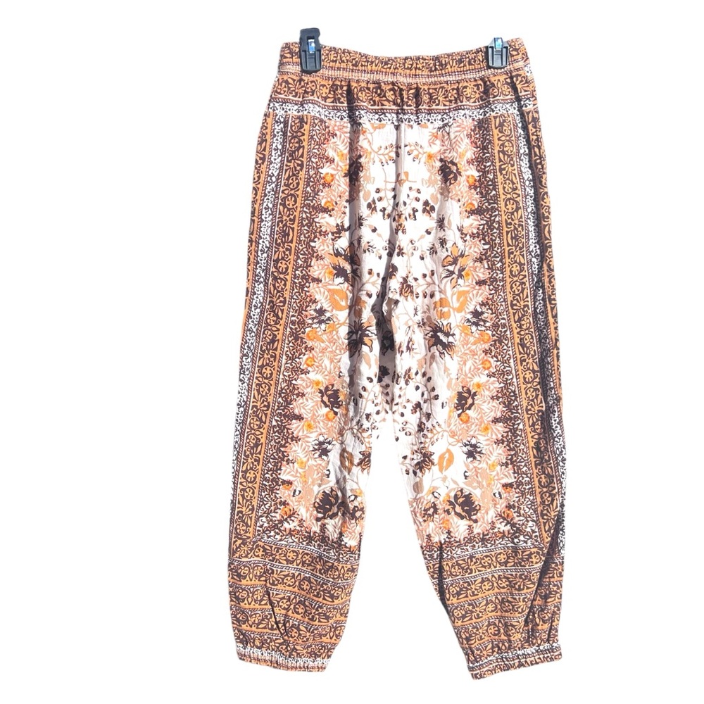 Anthropologie Floral Printed Linen Joggers Pants Boho Size 4 - Picture 6 of 9